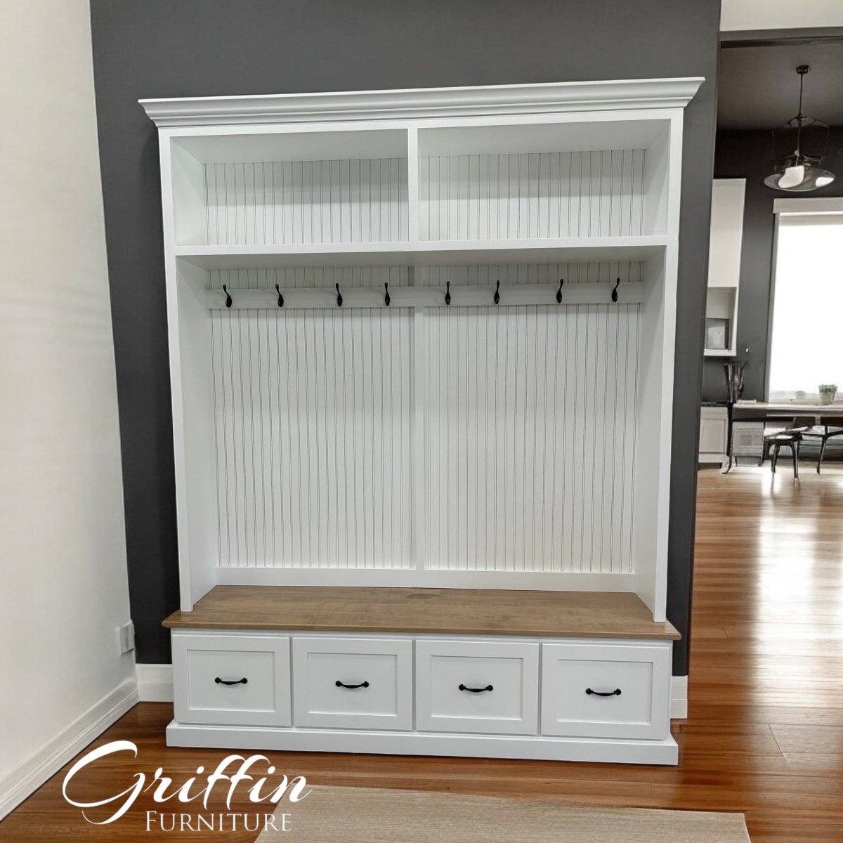 Nashville Entryway Shoe Storage Bench | Mudroom Bench with Cubbies | 4-Section Organizer | Rustic Farmhouse Furniture | Custom Hall Tree