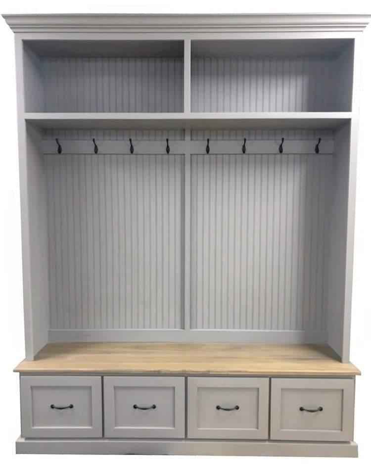 Nashville Farmhouse Entryway Bench with Shoe Drawers & Coat Hooks | Handcrafted Wood Hall Tree
