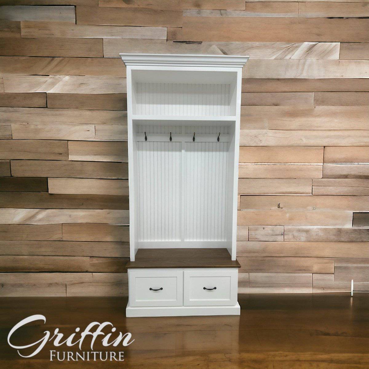 NASHVILLE standing coat rack hall tree shoe storage mudroom.