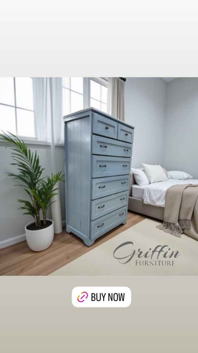 New Jersey 7-Drawer Tall Dresser | Handcrafted Wood Chest of Drawers | Farmhouse Bedroom Storage