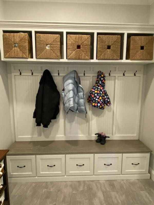 New York 5-Section Mudroom Bench with Shoe Drawers & Coat Hooks | Handcrafted Wood Hall Tree