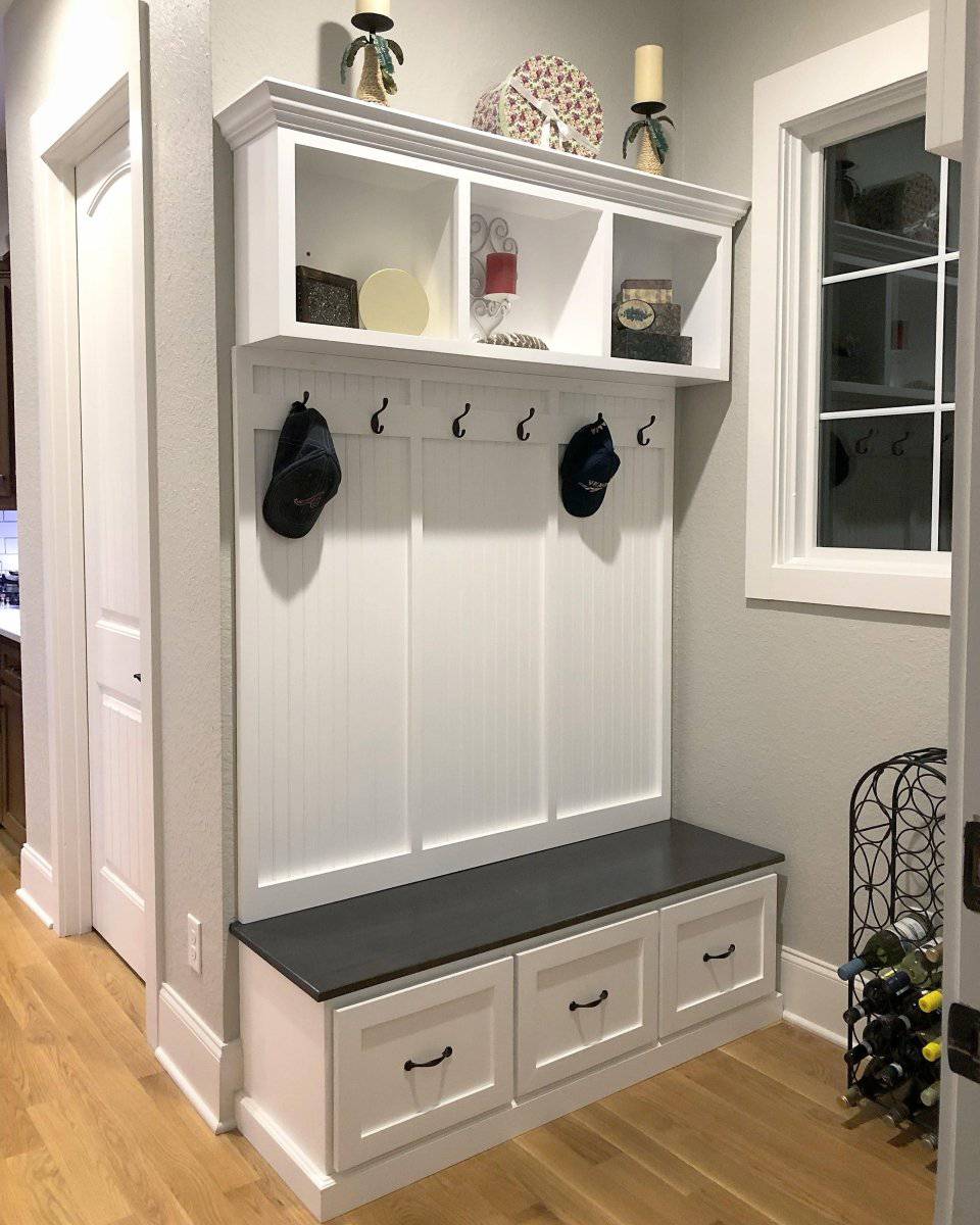 NEW YORK Entryway bench storage drawers mudroom hall tree coat rack 3-section.