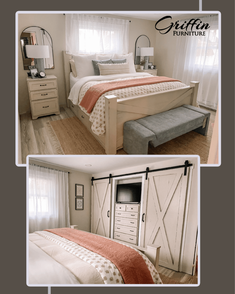 Ohio Barn Door Style Wood Bed Frame – Handmade King & Queen Size Rustic Farmhouse Bed