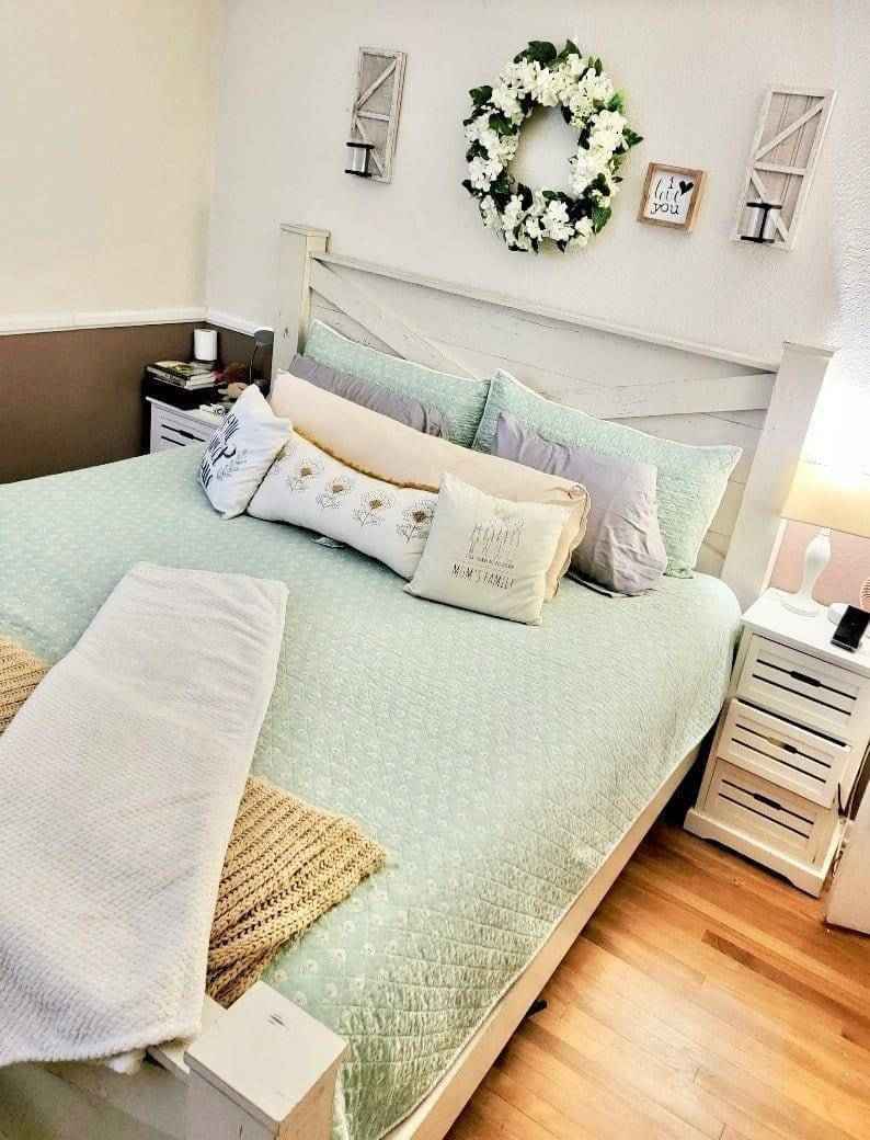 Ohio Barn Door Style Wood Bed Frame – Handmade King & Queen Size Rustic Farmhouse Bed