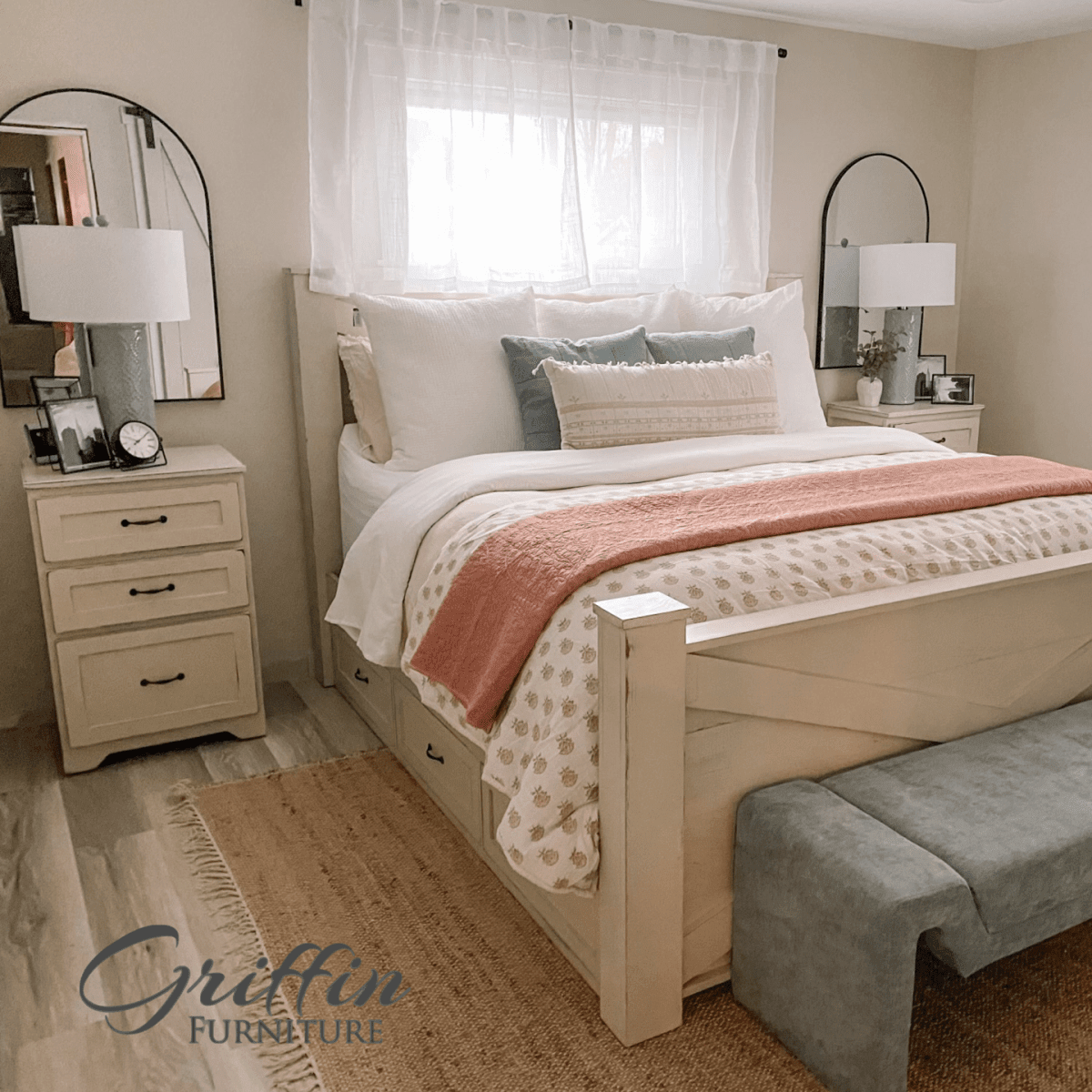 Ohio Barn Door Style Wood Bed Frame – Handmade King & Queen Size Rustic Farmhouse Bed
