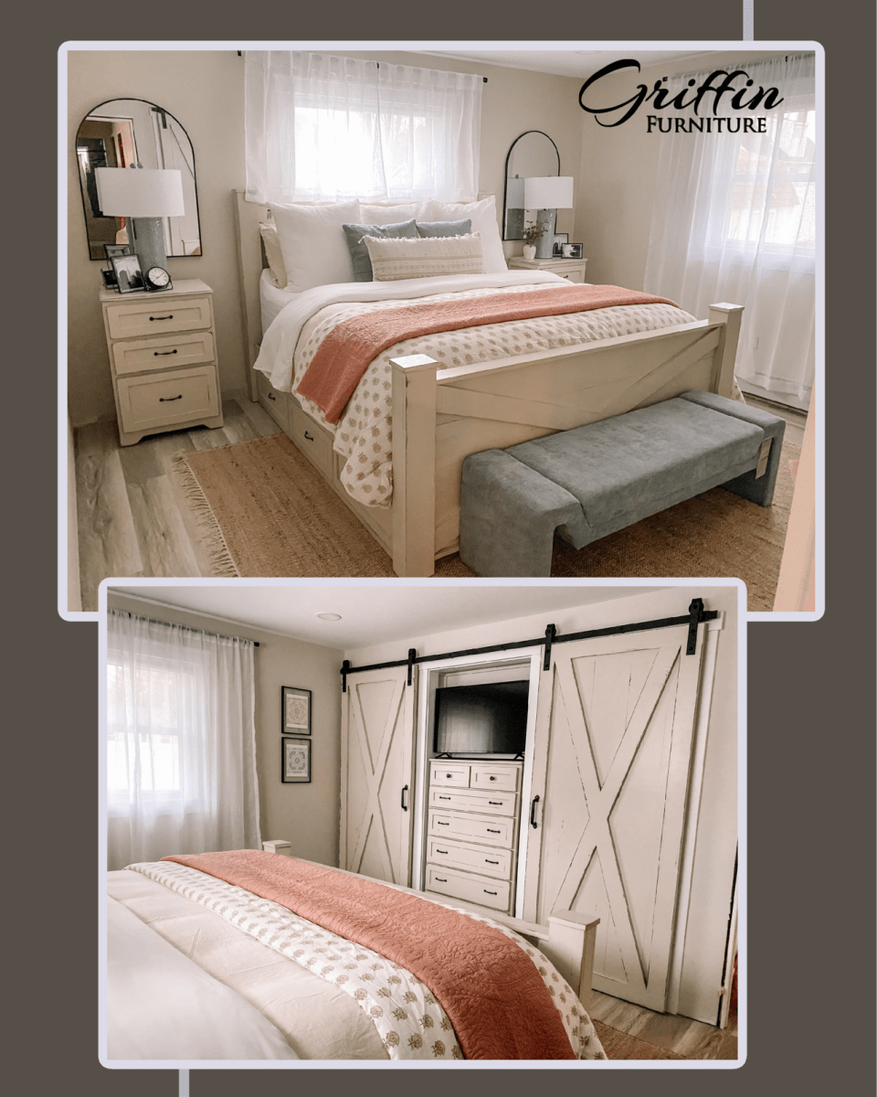 OHIO barn door style wood bed frame king size queen size.