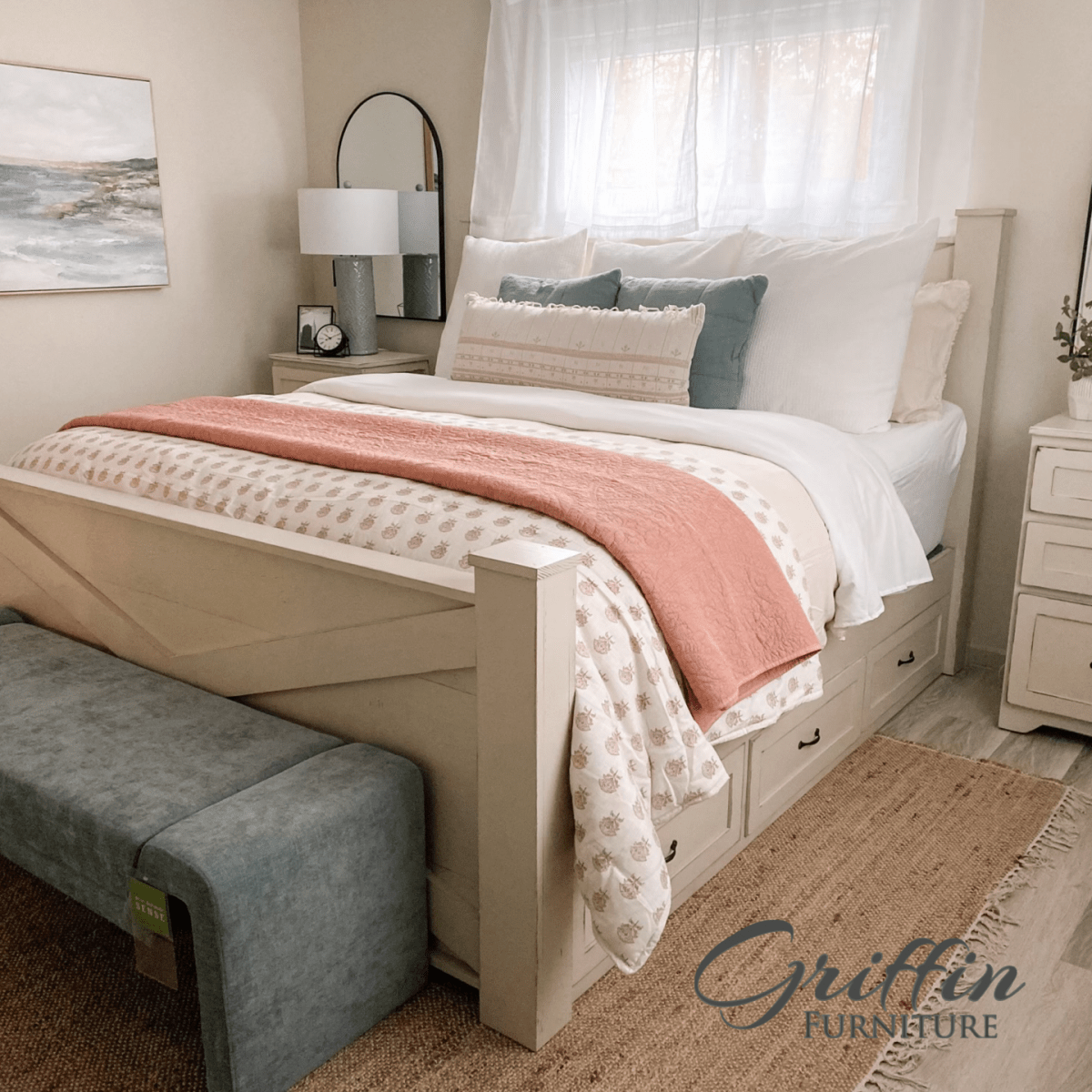 OHIO barn door style wood bed frame king size queen size.