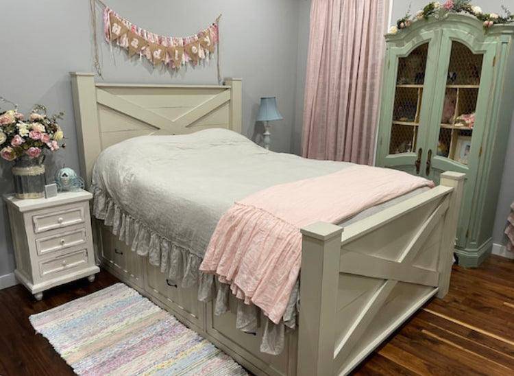 OHIO solid wood bed frame with storage drawers.