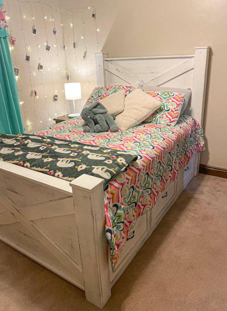 OHIO solid wood bed frame with storage drawers.