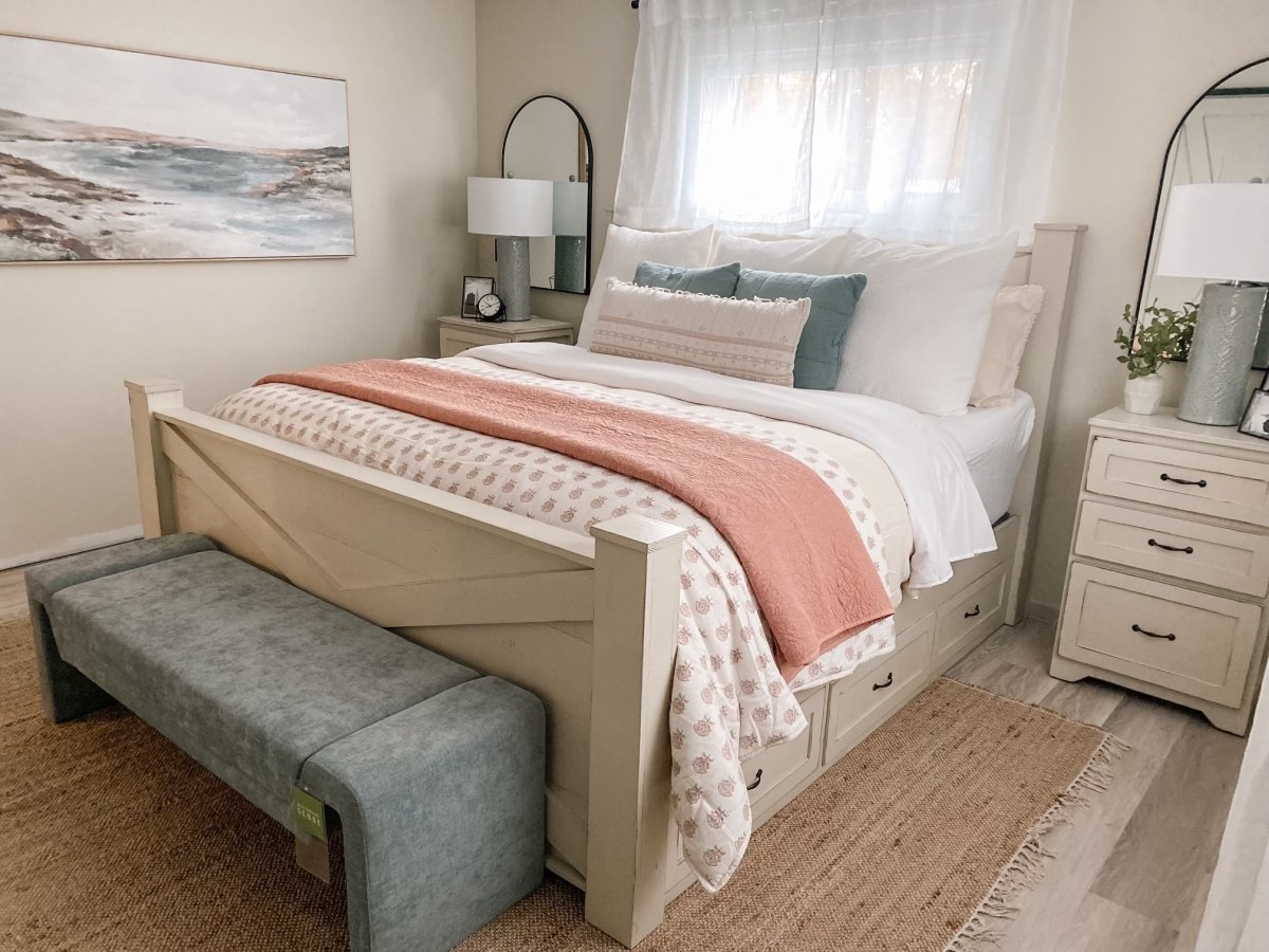 OHIO solid wood bed frame with storage drawers.