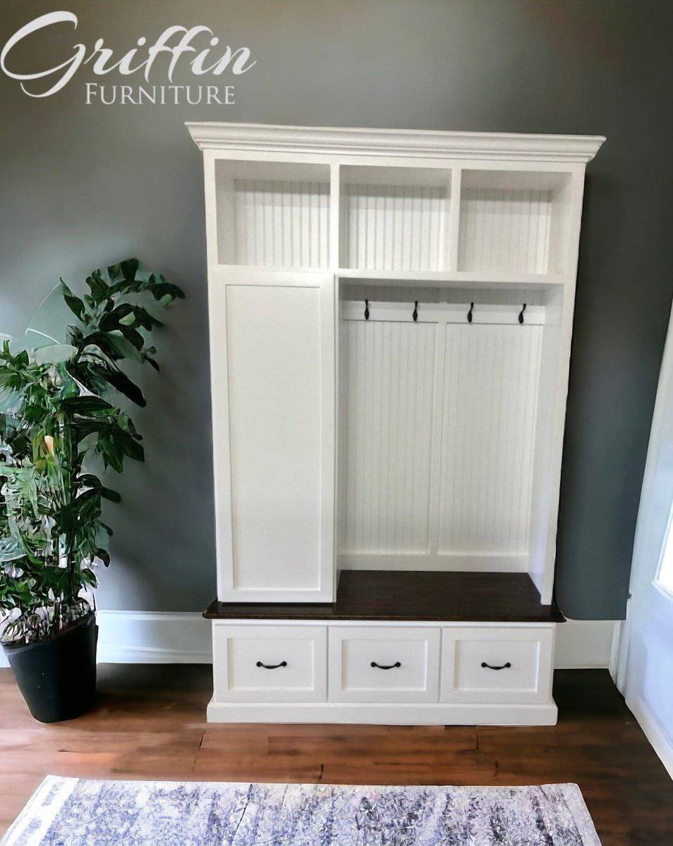 Oregon Entryway Organizer | Standing Coat Rack | Hall Tree | Mudroom Bench | Shoe Storage (3-section).