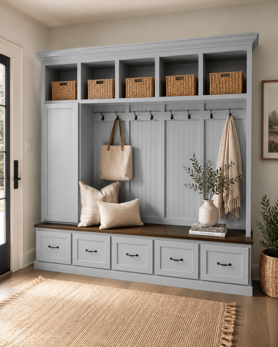 Oregon Mudroom Bench | Shoe Storage | Hall Tree | Standing Coat Rack | Mudroom Furniture (5 section)