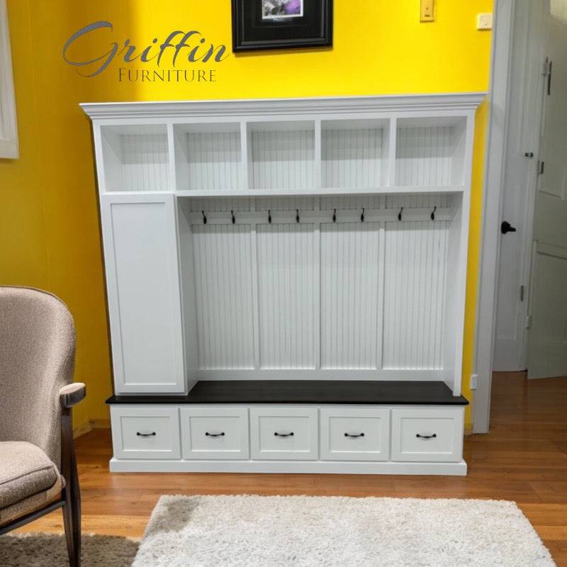Oregon Mudroom Bench | Shoe Storage | Hall Tree | Standing Coat Rack | Mudroom Furniture (5 section).