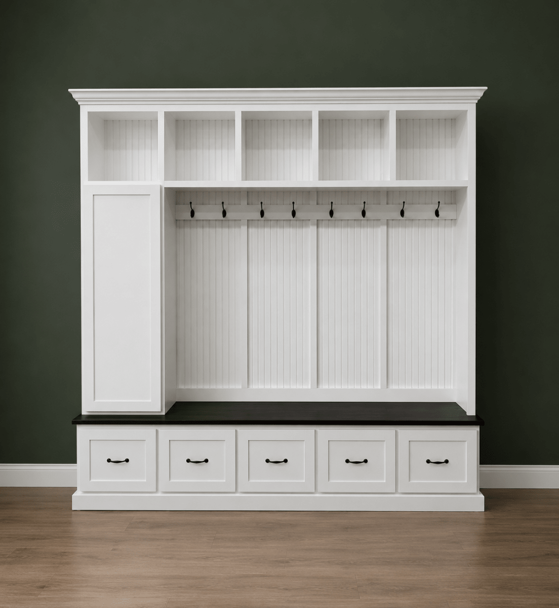 Oregon Mudroom Bench | Shoe Storage | Hall Tree | Standing Coat Rack | Mudroom Furniture (5 section)