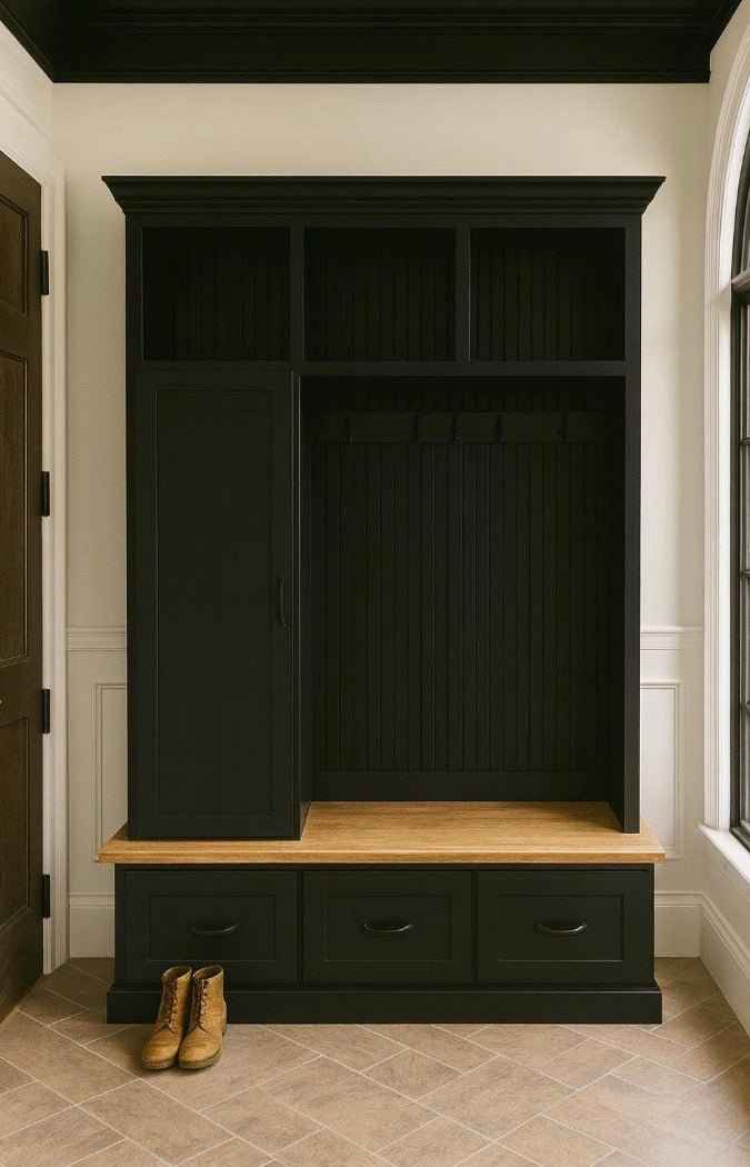 Oregon 3-Section Mudroom Bench with Shoe Storage & Coat Hooks | Handcrafted Wood Hall Tree Locker