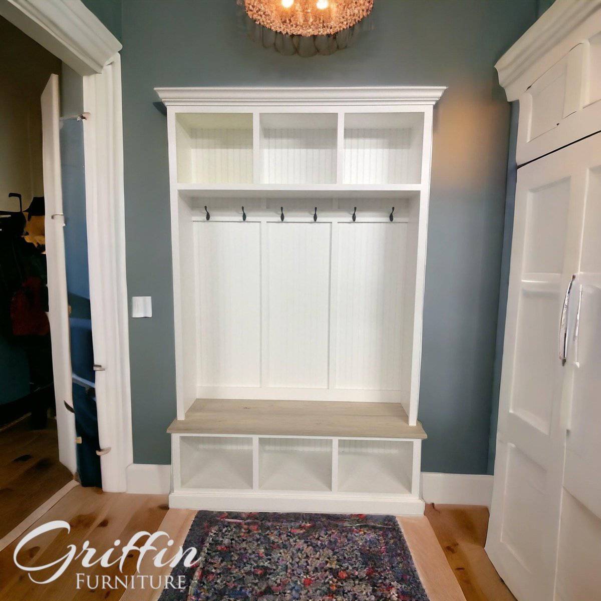Elegant entryway storage bench providing functional organization and stylish decor for your home.
