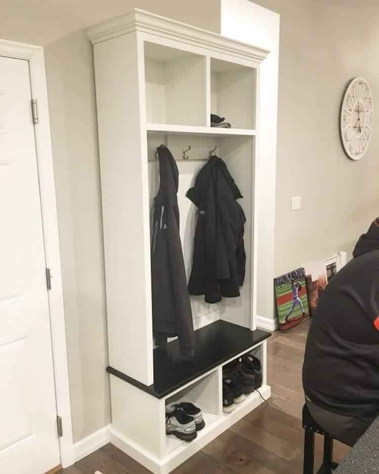 Pennsylvania 2-Section Entryway Bench with Shoe Storage & Coat Hooks | Handcrafted Wood Hall Tree