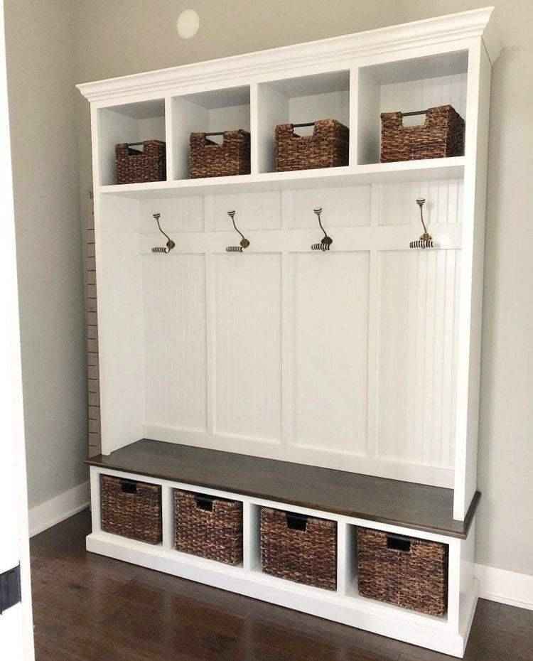 Pennsylvania 4-Section Entryway Bench with Storage & Coat Hooks | Handcrafted Wood Hall Tree
