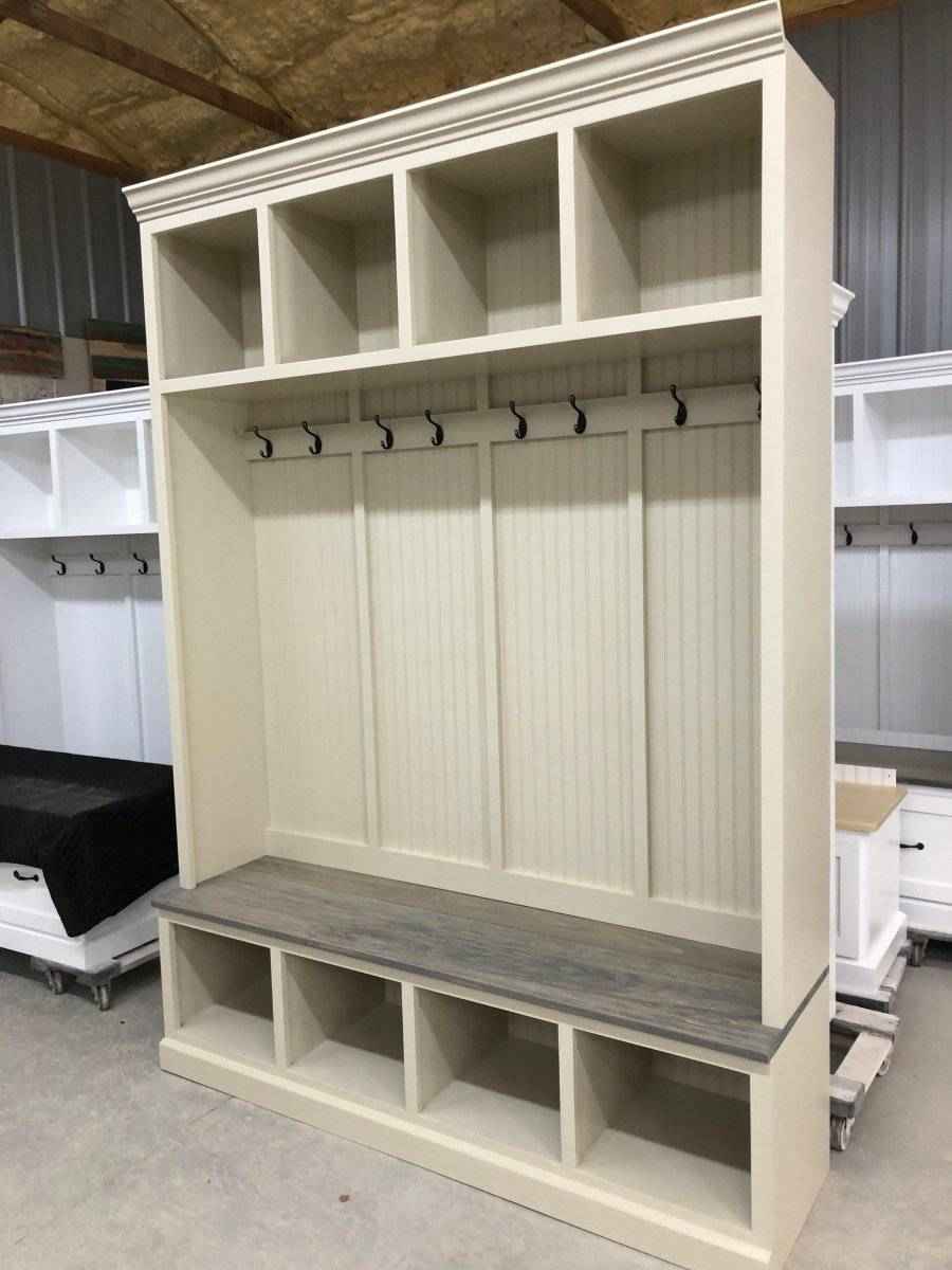 Pennsylvania 4-Section Entryway Bench with Storage & Coat Hooks | Handcrafted Wood Hall Tree