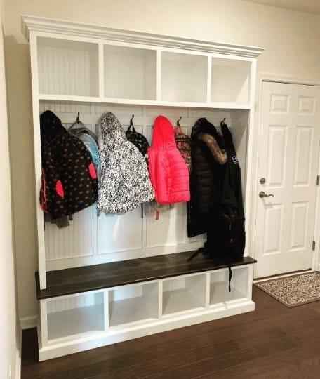 Pennsylvania 4-Section Entryway Bench with Storage & Coat Hooks | Handcrafted Wood Hall Tree