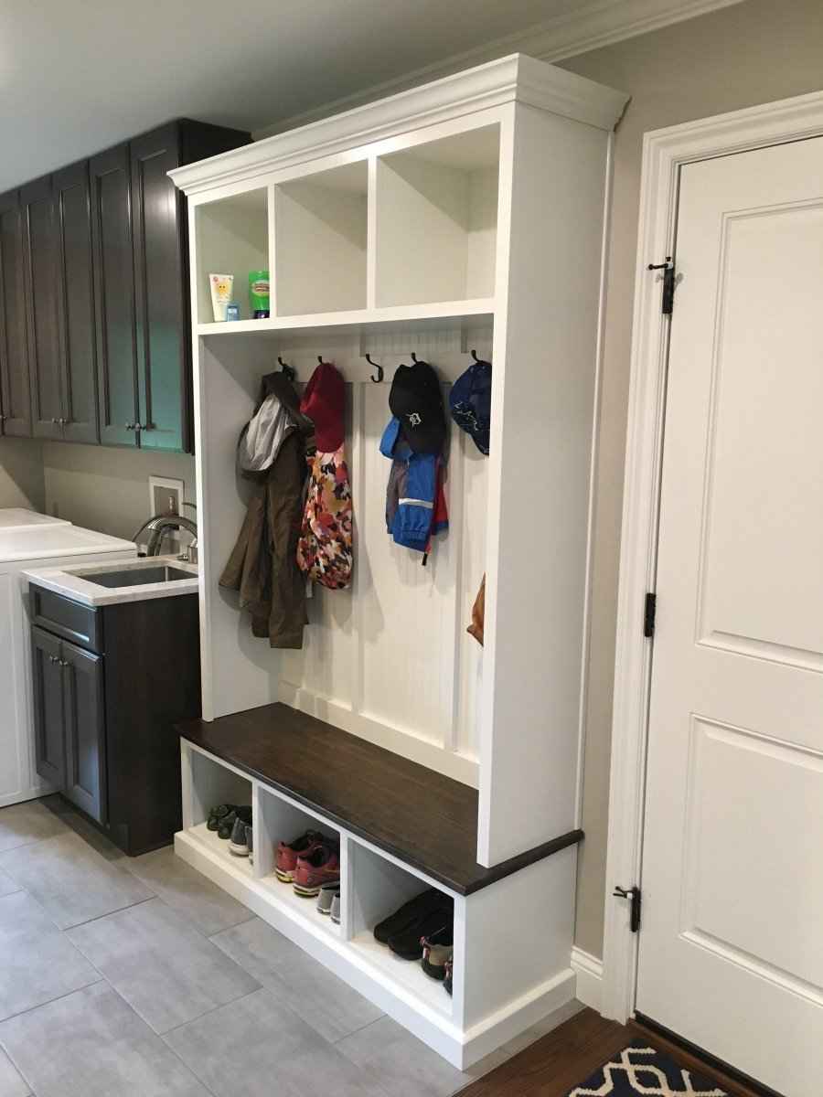 Pennsylvania 3-Section Hall Tree with Bench & Shoe Storage | Handcrafted Custom Mudroom Furniture