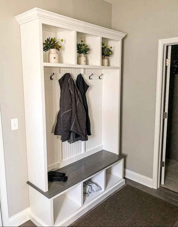 Pennsylvania 3-Section Hall Tree with Bench & Shoe Storage | Handcrafted Custom Mudroom Furniture