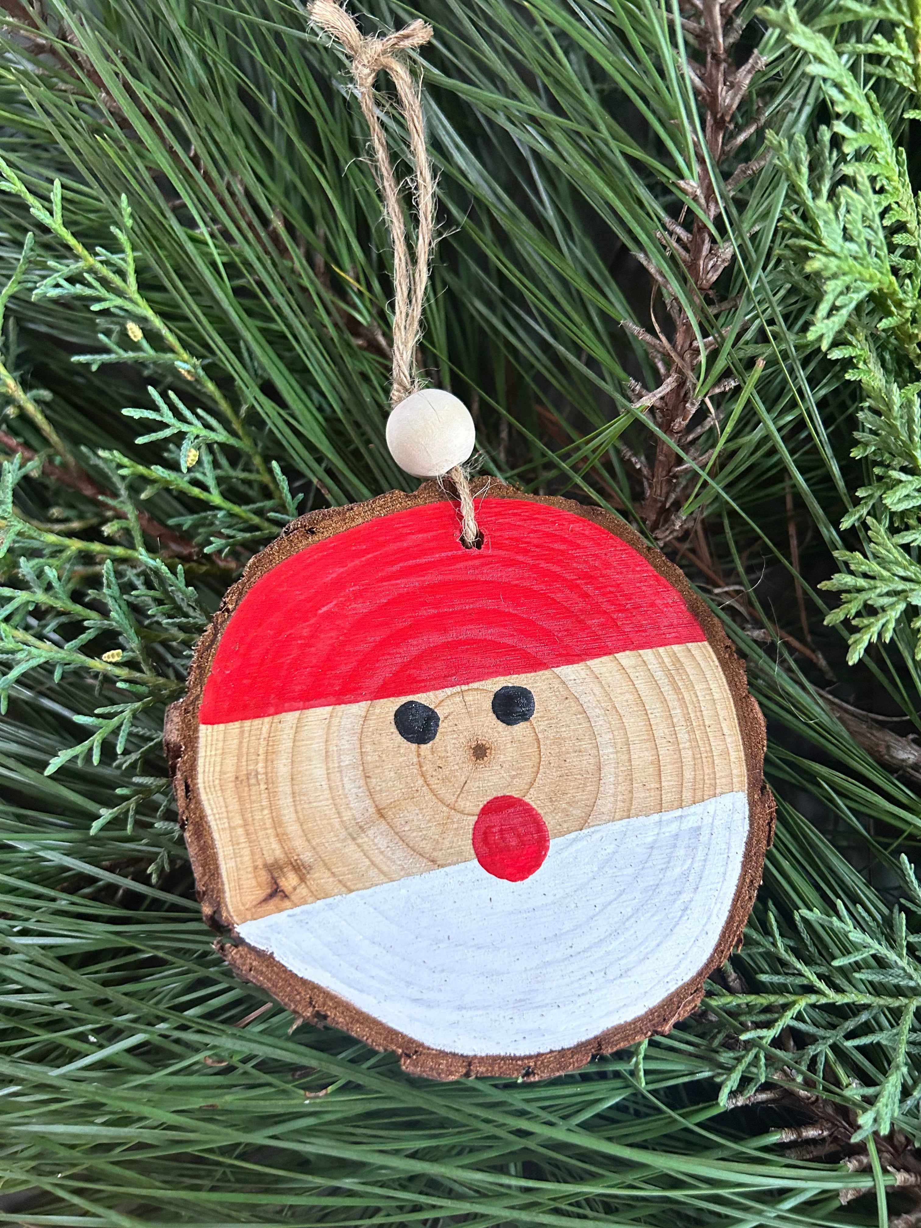 Hand-Painted Rustic Wood Ornaments – Natural Tree Decor for Christmas, Weddings & Gifts
