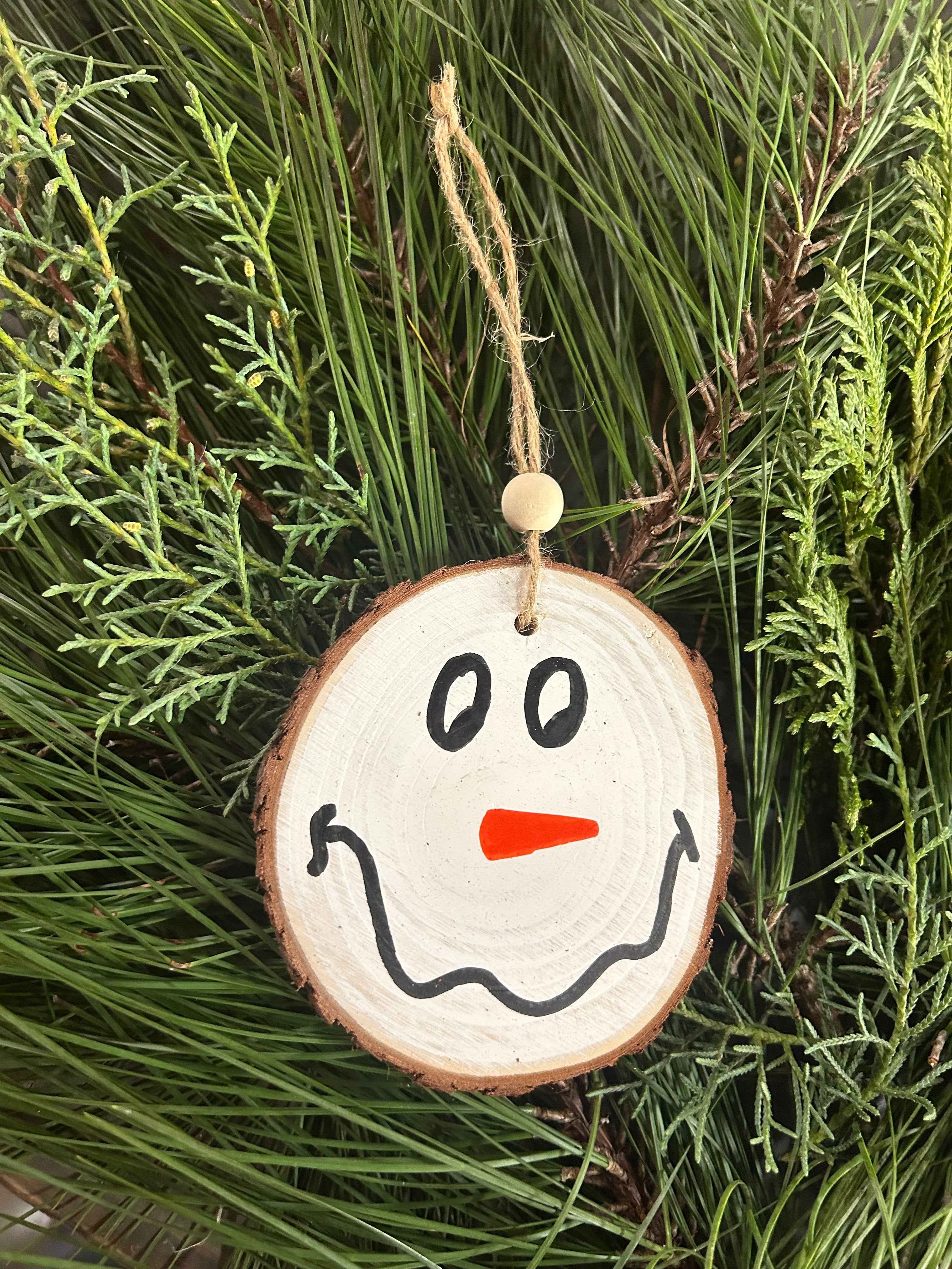 Hand-Painted Rustic Wood Ornaments – Natural Tree Decor for Christmas, Weddings & Gifts