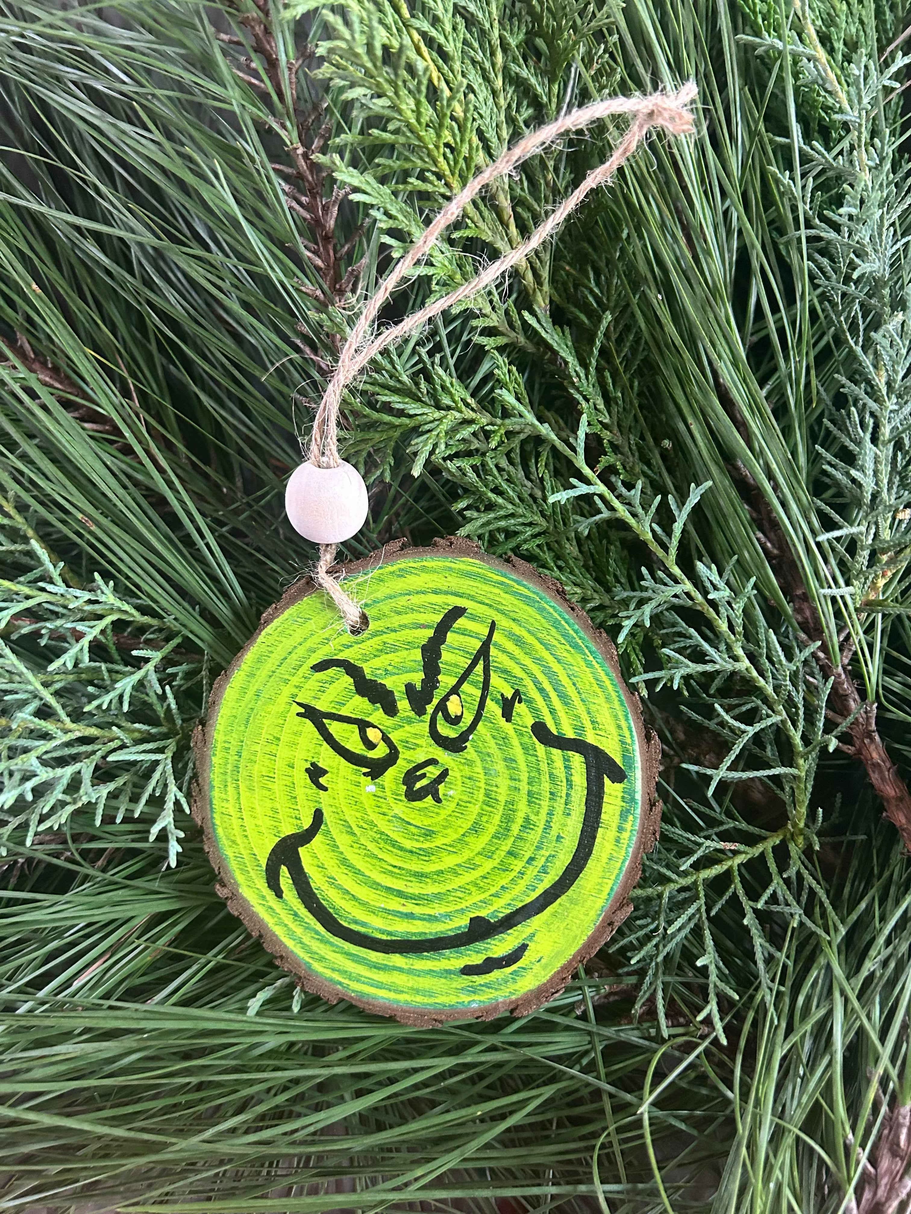 Hand-Painted Rustic Wood Ornaments – Natural Tree Decor for Christmas, Weddings & Gifts