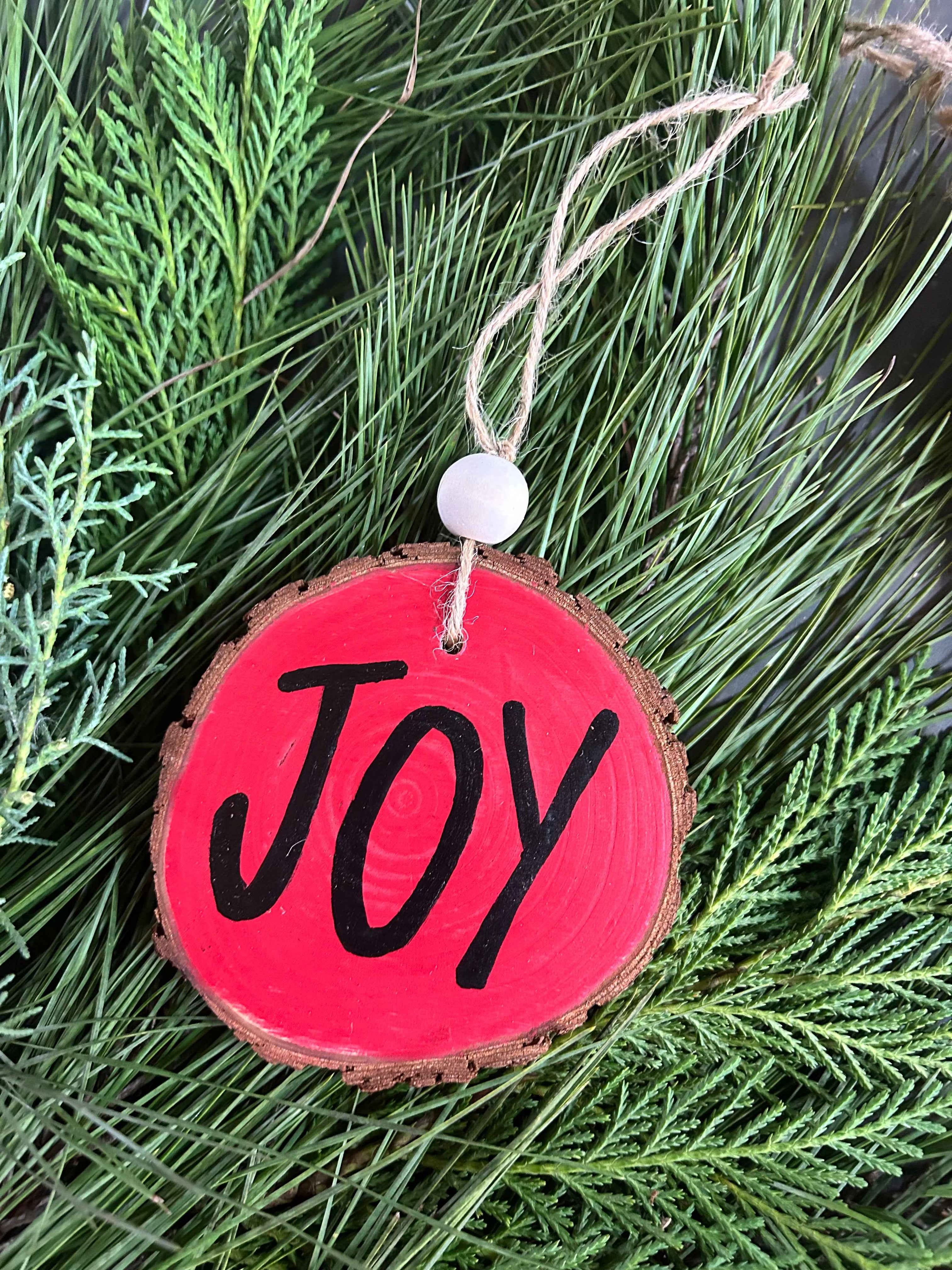 Hand-Painted Rustic Wood Ornaments – Natural Tree Decor for Christmas, Weddings & Gifts
