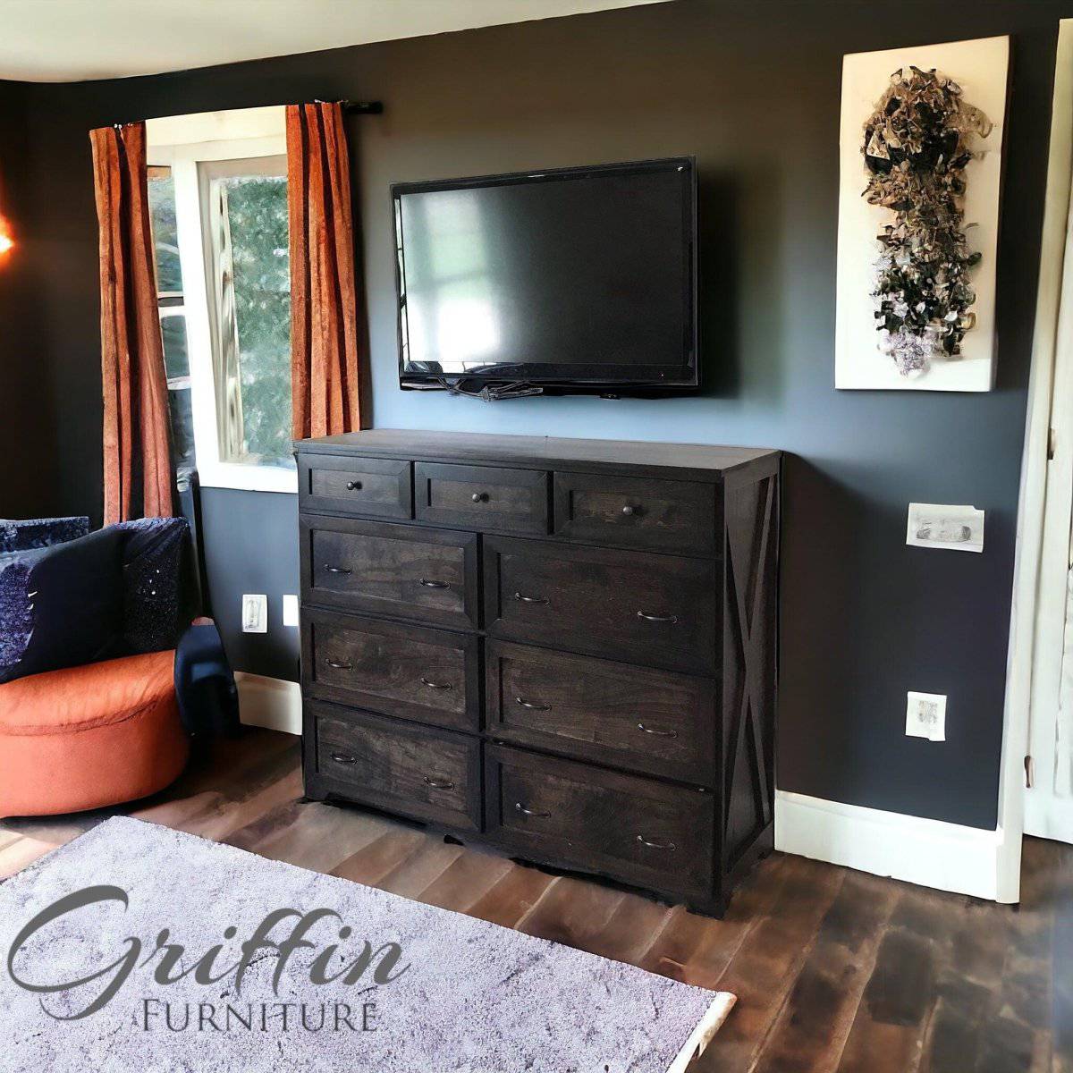 Saint Louis solid wood dresser with drawers.