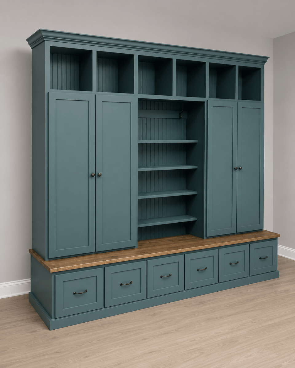 Tennessee Hall Tree with Shoe Storage – Wood Mudroom Locker with Shoe Storage & Coat Rack