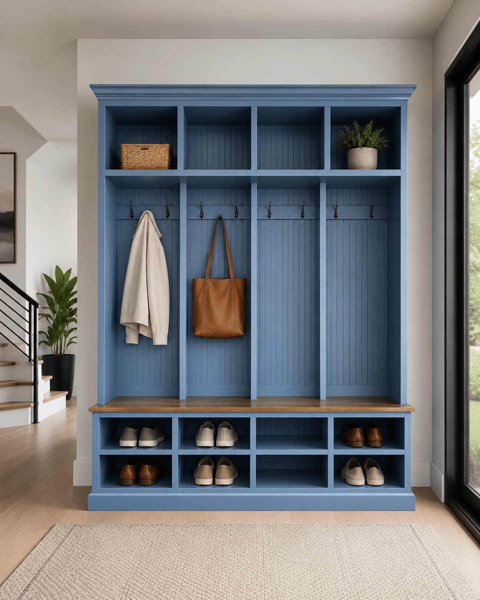 The Lewis Mudroom Locker – Stylish Entryway Storage & Organization Solution | Custom Wood Hall Tree with Cubbies & Hooks
