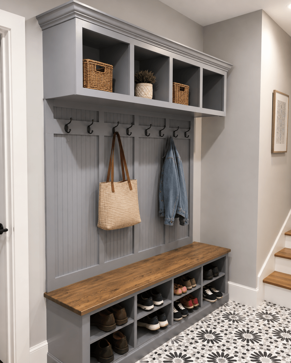 Yale Mudroom Locker Bench with Shoe Storage & Coat Rack – Custom Solid Wood Hall Tree