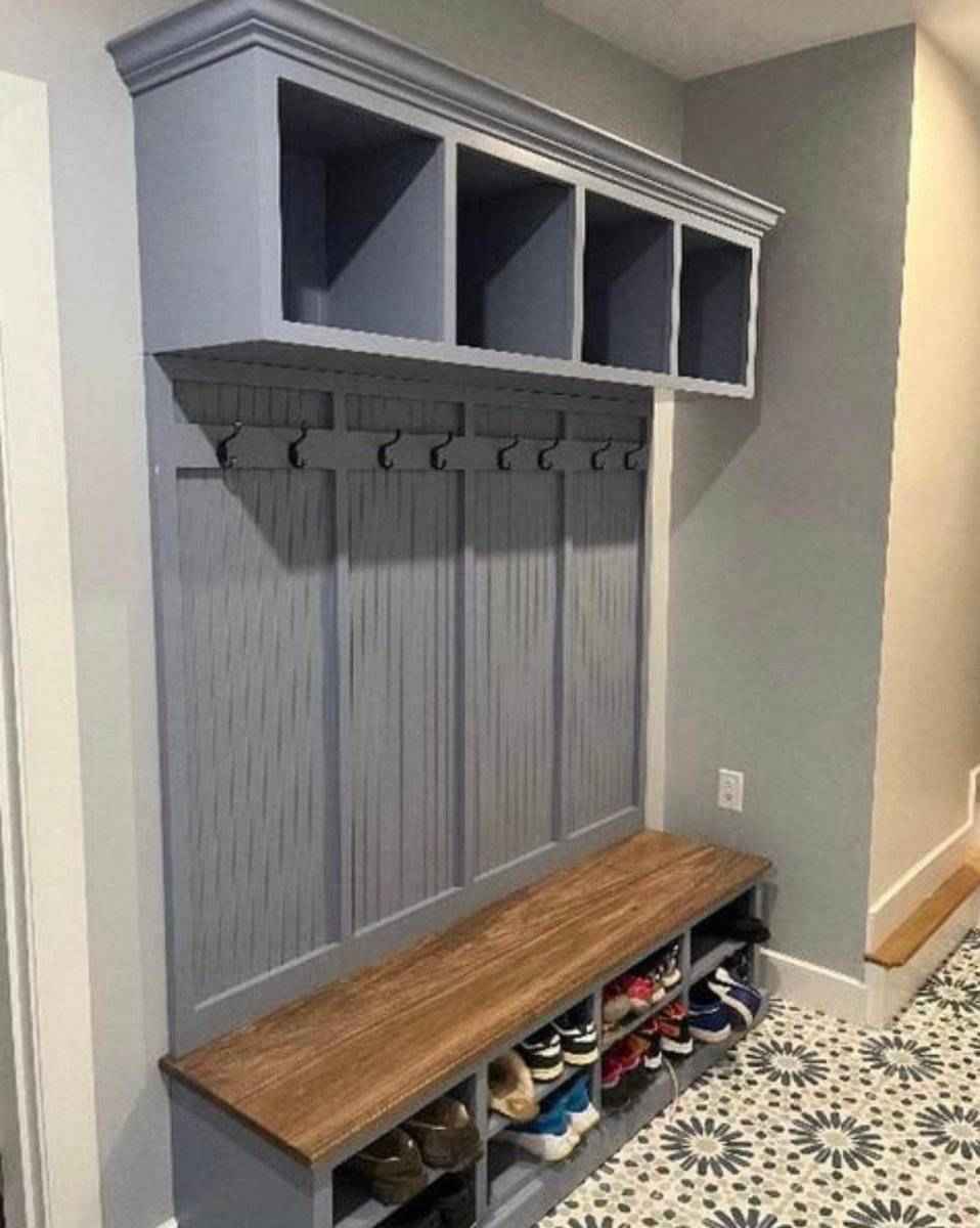 Yale 4-Section Mudroom Locker Bench with Shoe Cubbies & Coat Hooks | Handcrafted Wood Hall Tree