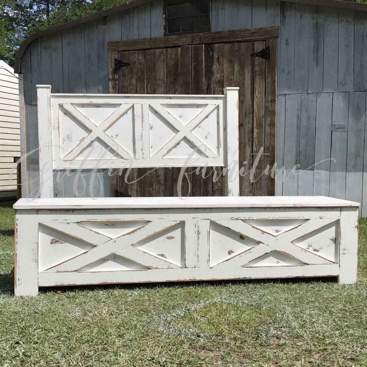 Yulee Barn Door Style Storage Bed Frame | Handcrafted Wood Platform Bed with Drawers | King & Queen