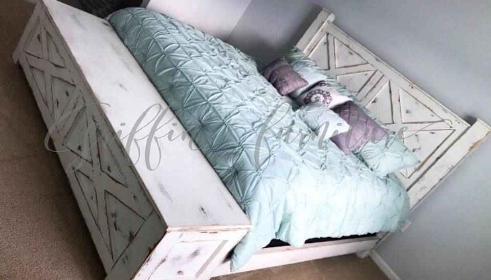 Yulee Barn Door Style Storage Bed Frame | Handcrafted Wood Platform Bed with Drawers | King & Queen