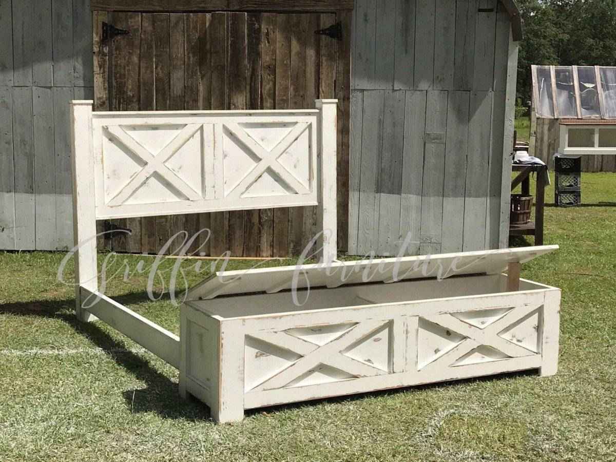 Yulee Barn Door Style Storage Bed Frame | Handcrafted Wood Platform Bed with Drawers | King & Queen