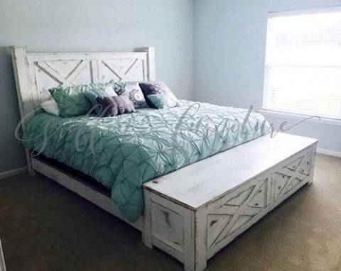 Yulee Barn Door Style Storage Bed Frame | Handcrafted Wood Platform Bed with Drawers | King & Queen