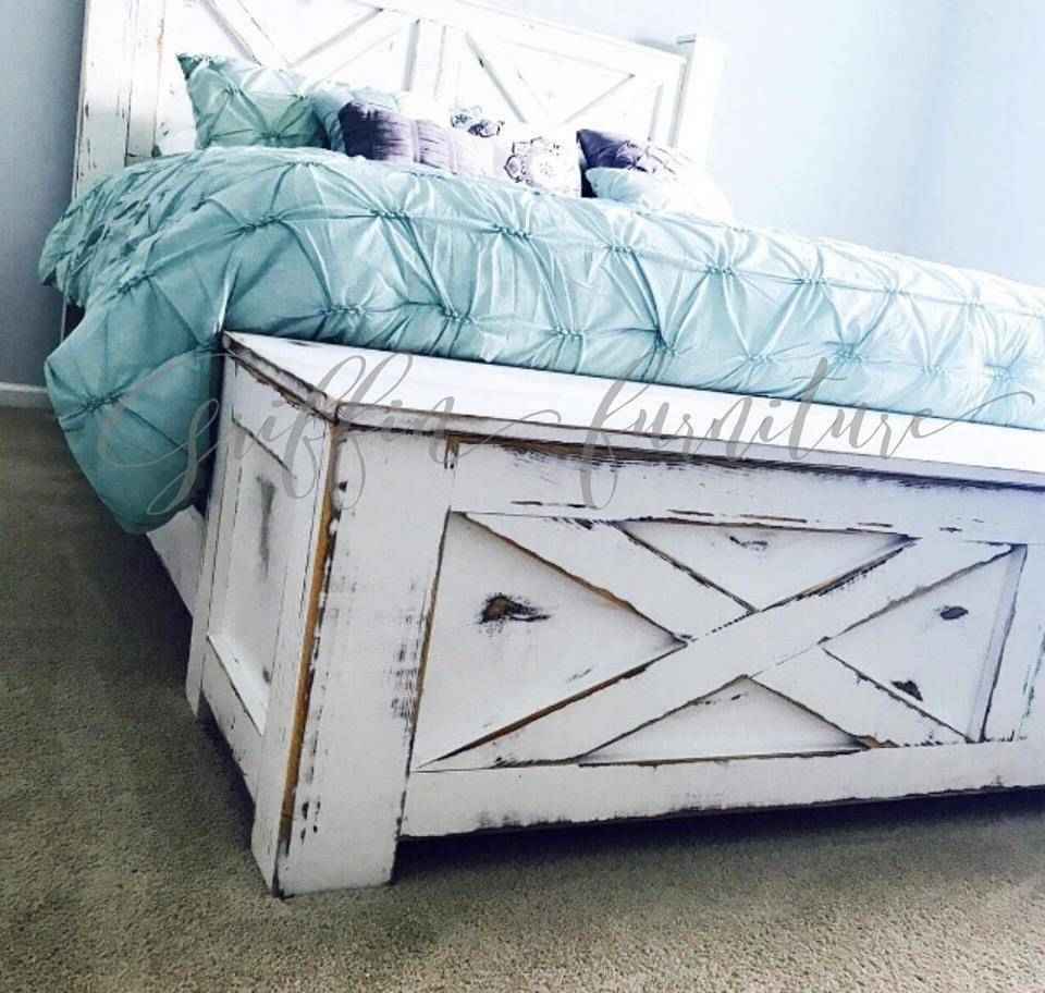 Yulee Barn Door Style Storage Bed Frame | Handcrafted Wood Platform Bed with Drawers | King & Queen