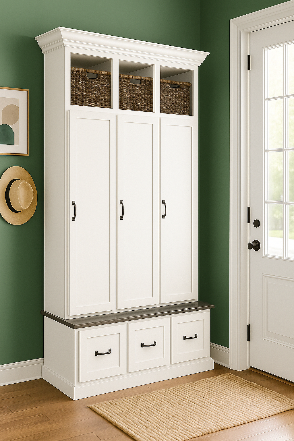 Maryland Locker Entryway Bench with Shoe Storage – Custom Mudroom Seating & Organization | Griffin Furniture