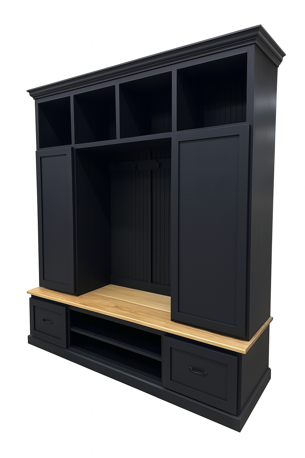 Florida Mudroom Locker Bench with Hall Tree | Custom Storage Solution for Entryways