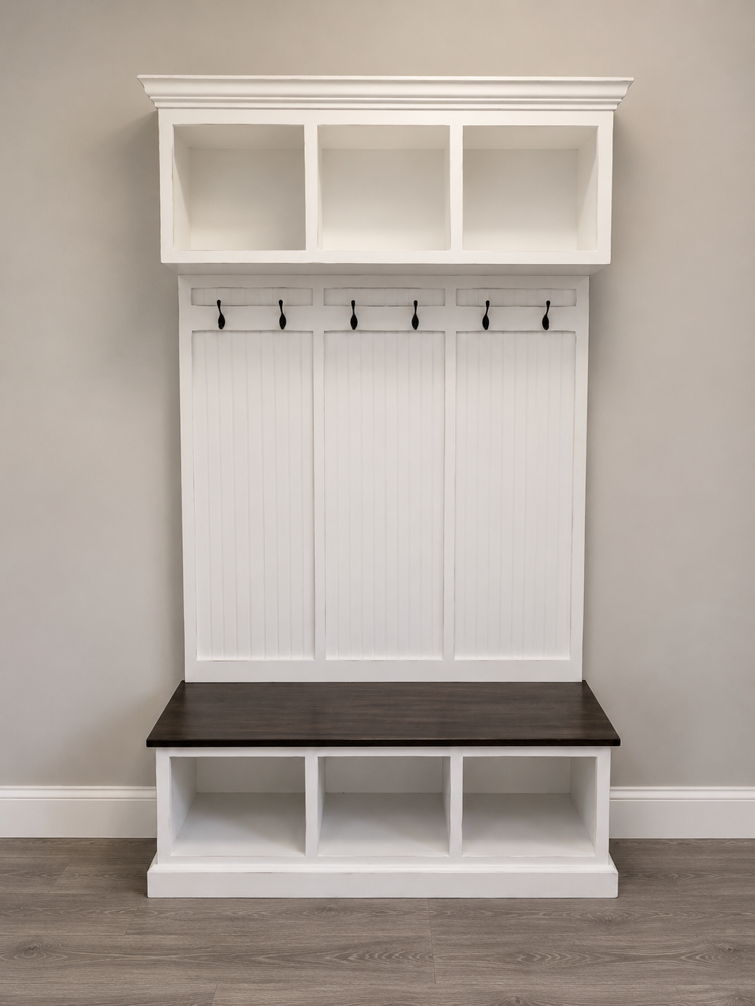 Long Island Shoe Bench – Stylish Entryway Storage & Seating | Custom Wood Bench for Mudrooms & Hallways (3-section)
