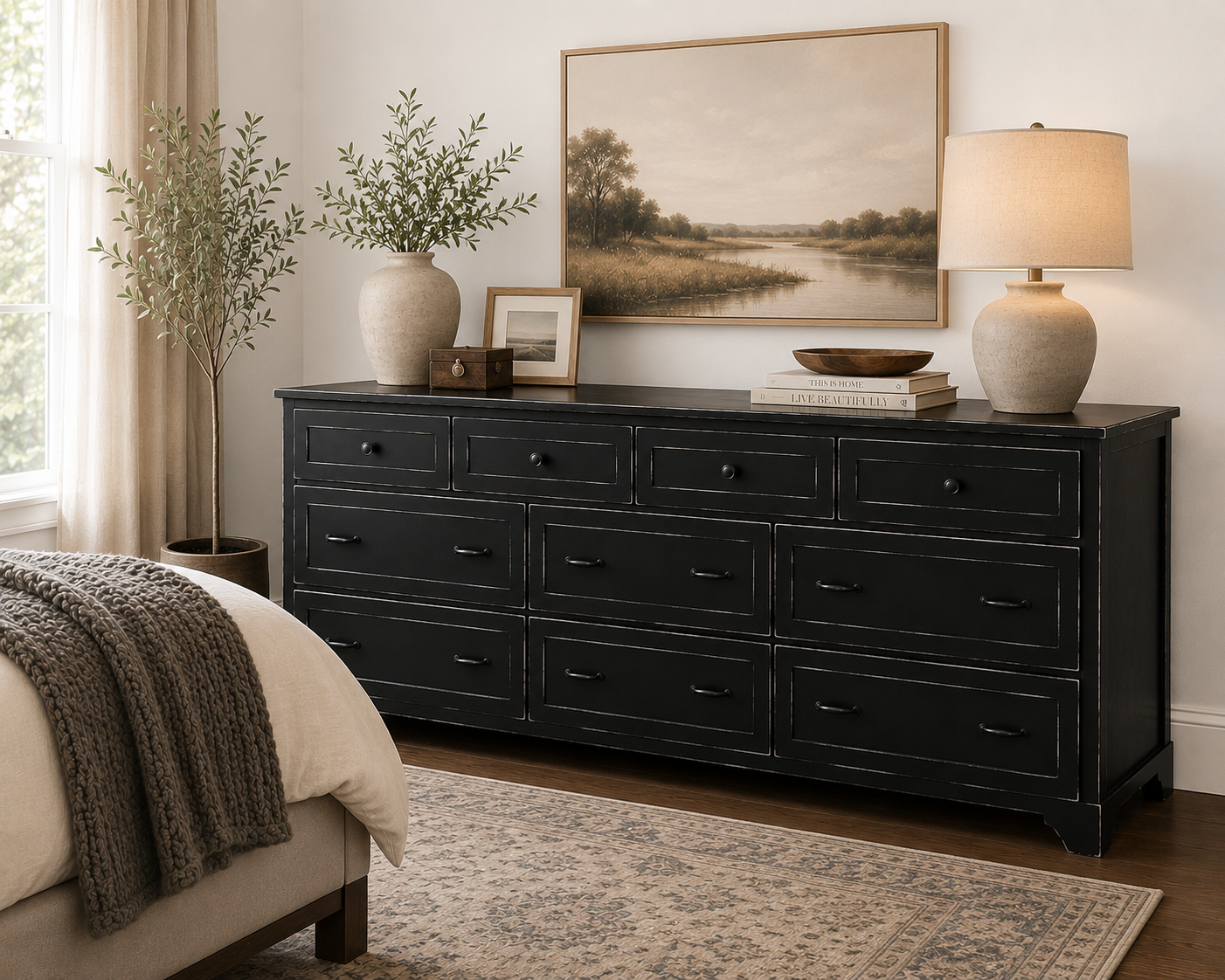 Los Angeles Oversized Wood Dresser – Modern Farmhouse Style with Spacious Storage | Handmade Custom Dresser USA - Griffin Furniture