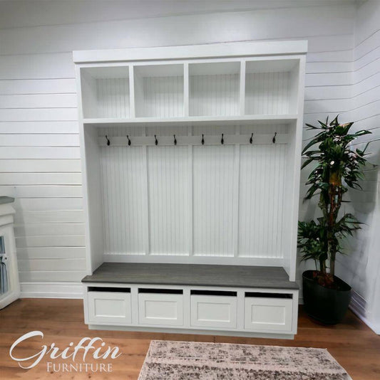 ORLANDO 4-section hall tree with bench and shoe storage - Griffin Furniture
