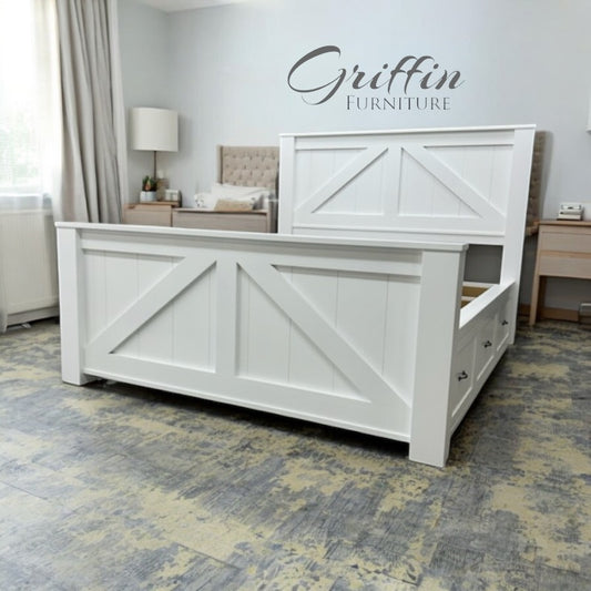 BROOKLYN wood bed frame with storage drawers - Griffin Furniture