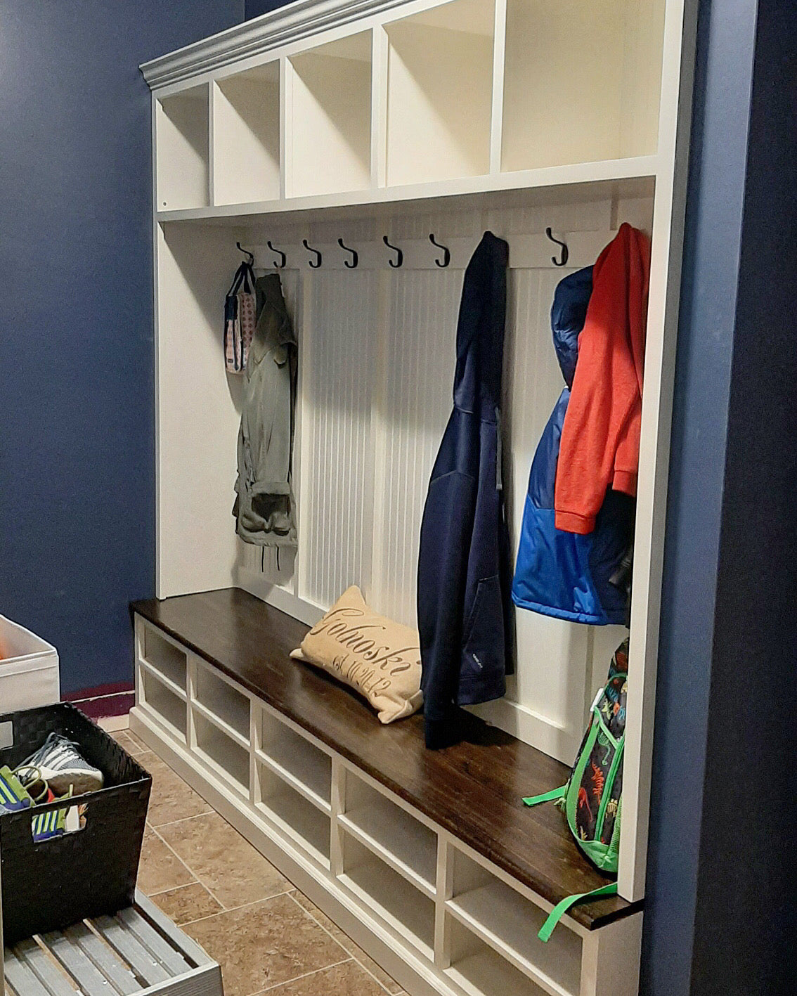 MORAGA Mudroom bench shoe storage hall tree coat rack (5 section)
