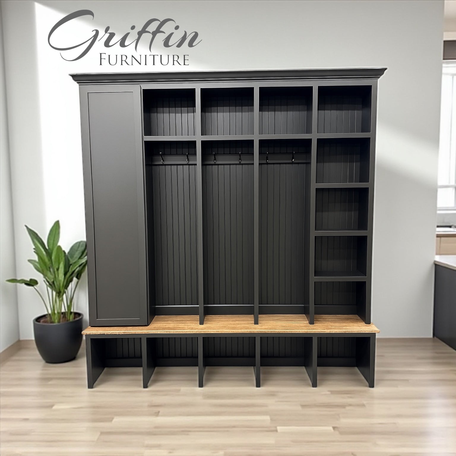 Colorado Mudroom Locker Bench with Hall Tree | Custom Storage Solution for Entryways