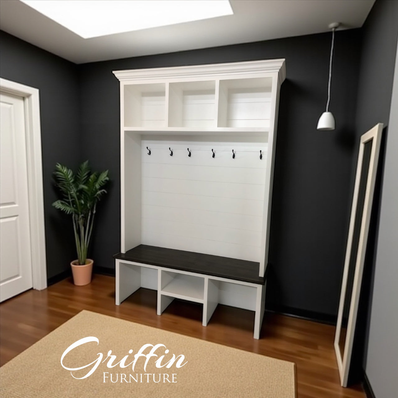 Bluffton Hall Tree with Shoe Storage Bench | Entryway Organizer | Mudroom Furniture & Wall-Mount Coat Rack Cabinet