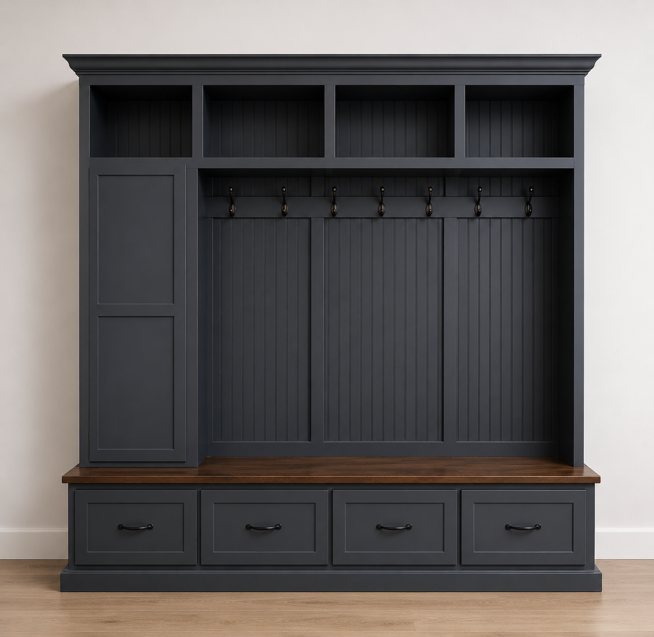 Oregon Mudroom Bench | Shoe Storage | Hall Tree | Standing Coat Rack | Mudroom Furniture (5 section)